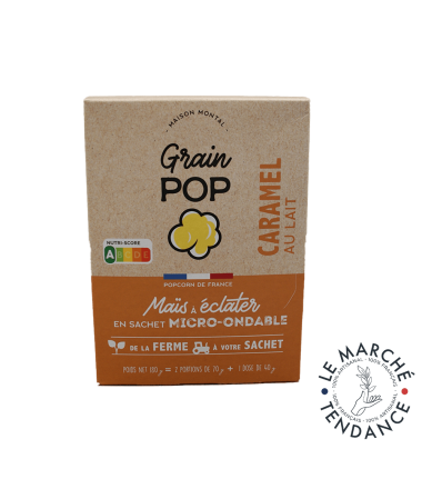 GRAIN POP CARAMEL / 2 SACHETS DE 70G + 1 DOSE DE 40G MICRO-ONDABLE - Grain Pop