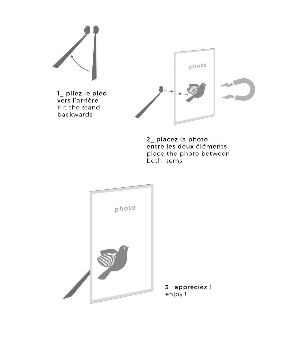 PORTE-PHOTO MAGNÉTIQUE MÉTAL OISEAU - Tout Simplement