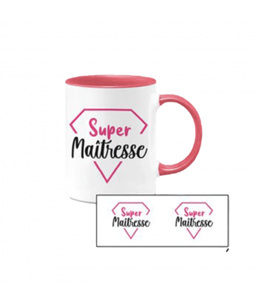 MUG BLANC ET ROSE ""SUPER...